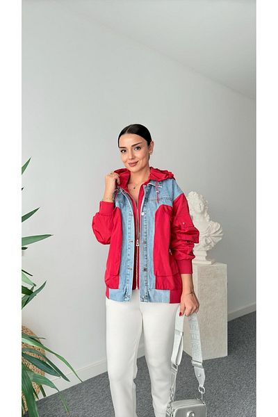 QİMYA BUTİK Veto Women's Jean Detailed Hooded Raincoat Coat