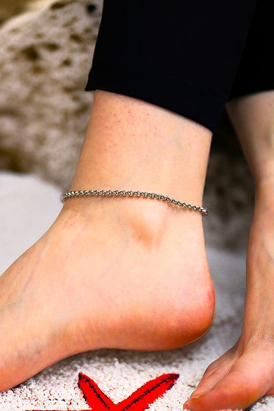 MARCİELO Accessories Steel Anklet Silver Color Alora Grace Thin Chain