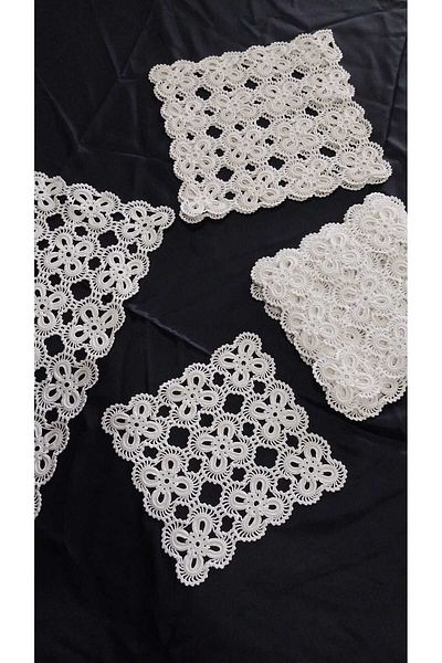 Papatyam Hand Knitted Crochet 1Pcs(40X25) 2Pcs(25X25) 8Pcs(18X18)Handmade Lace/Dowry Lace/Cotton Rope