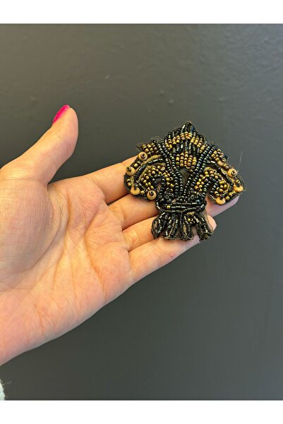 Gönülden Tasarım BONCUK İŞLEME OSMANLI DESENLİ ARMA DİKİŞ APLİKE 18X7 CM