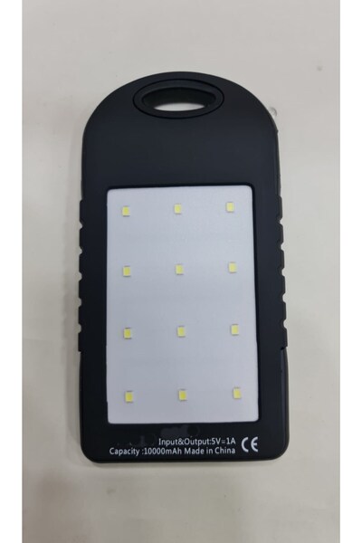AteşTech 10000 Mah Solar Güneş Enerjili 12 Led Işıklı Flaşörlü Powerbank