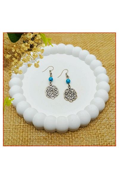 Bijustore Love Drop & Turquoise Natural Stone Women Earrings