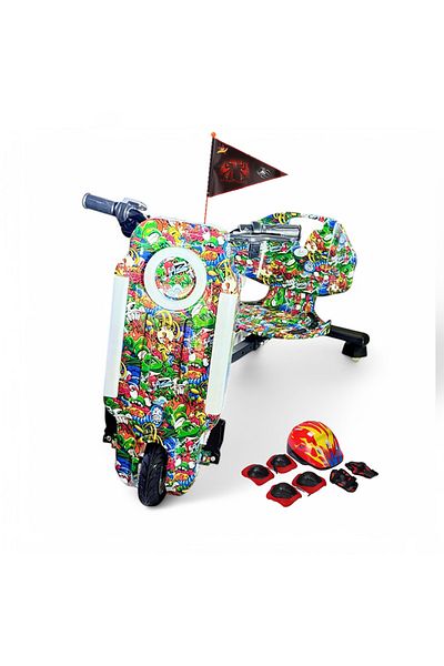 IQTENA Drifting Electric Scooter Big Electric Drift Scooter 36V for Kids - With Helmet Pad Set