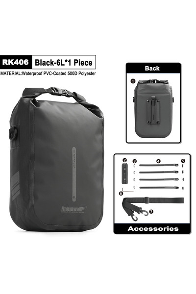 Rhinowalk Black-6L Rhinowalk Bike Front Fork Bag Waterproof 4L-6L Pack Quick Release For MTB Road Bike Scooter