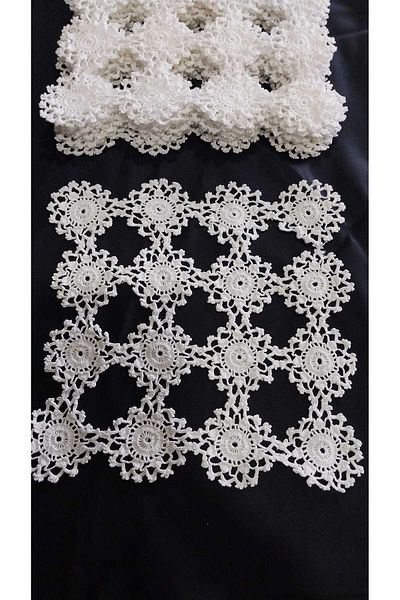 Papatyam Hand Knitted Crochet 13Pcs Lace (18X18) Handcrafted Lace/Vintage/Dowry Lace/Cotton Rope