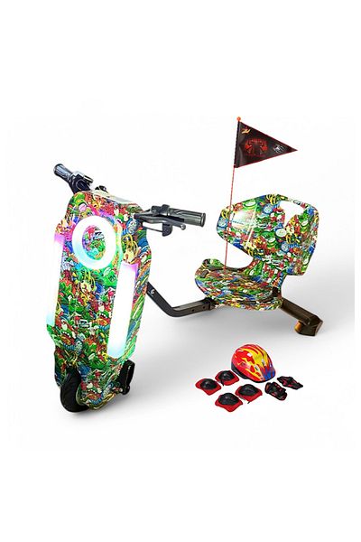 IQTENA Drifting Electric Scooter Big Electric Drift Scooter 36V for Kids - With Helmet Pad Set