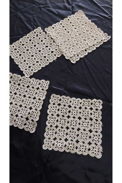 Papatyam Hand Knitted Crochet 5 Pieces Lace (20X20) Handcrafted Lace/Dowry Lace/Vintage/Cotton Rope