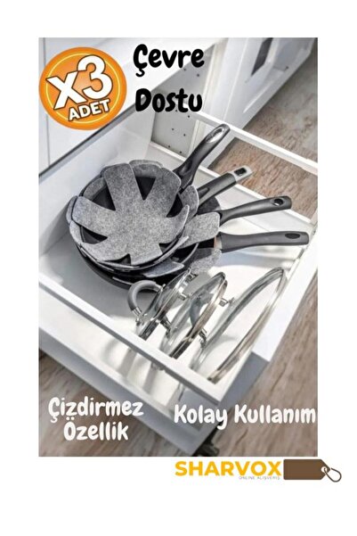 Genel Markalar 3 Adet Kalın Düzenleyici Çizdirmez Elyaf Keçe Tava,Tencere Ve ...