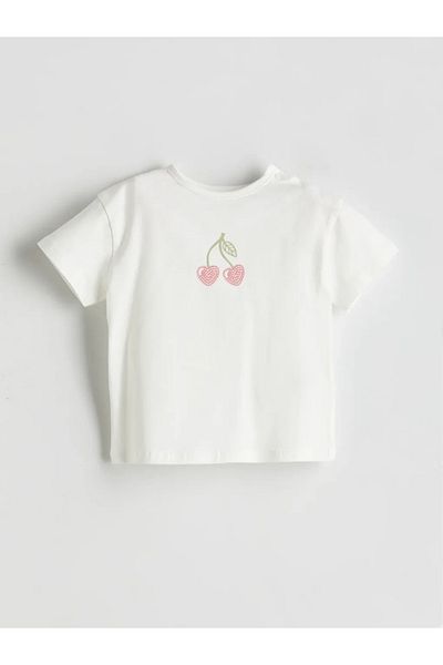 LC Waikiki Lcw Baby Ecru Cherry Printed Baby Girl T-Shirt and Leggings 2-Pack