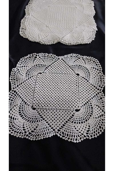 Papatyam 5 Pcs Lace Handcrafted (21X21) Crochet Vintage/Dowry Cotton Rope