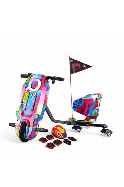 IQTENA Drifting Electric Scooter Big Electric Drift Scooter 36V for Kids - With Helmet Pad Set