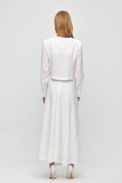 Butik Women's White Button Detailed Jacket Lined Skirt Suit