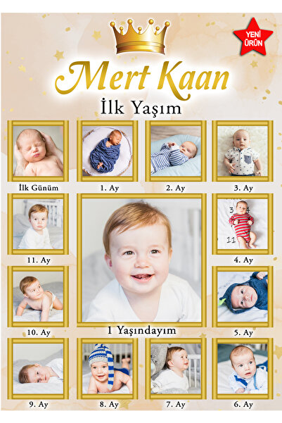 Sunligo Çocuğunuzun 12 Ay Fotoğrafları ile Hazırlanan Masa Üstü Ayaklı Pankar...