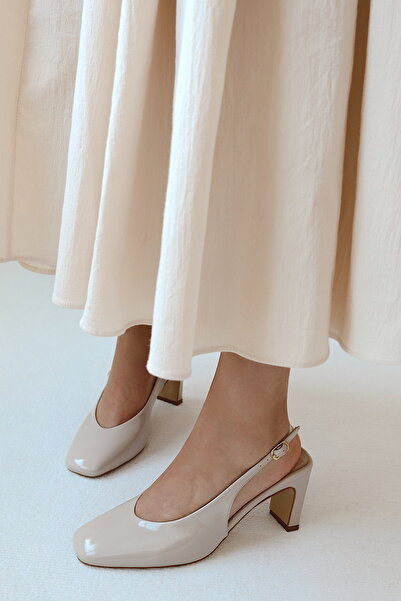 POLKA STORE Mirror Vintage Design Back Open Stiletto Evening Dress Heeled Women's Shoes