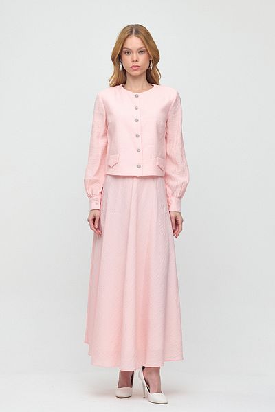 Butik Γυναικείο Σετ Παλτό με Λεπτομέρεια Πούδρα με Φούστα