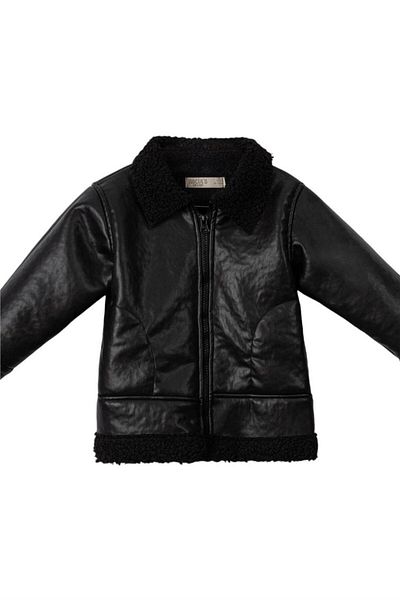 Motebarn Wear Кожено яке Egal от черно за момиче