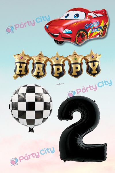 Party City 2 Year Old Car Themed Bulk Birthday-Party Celebration Balloon Set