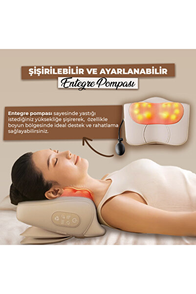 RELAXUS RLX40 Taşınabilir Şişirilebilir Ovmalı Isıtmalı Masaj Yastığı Boyun, ...