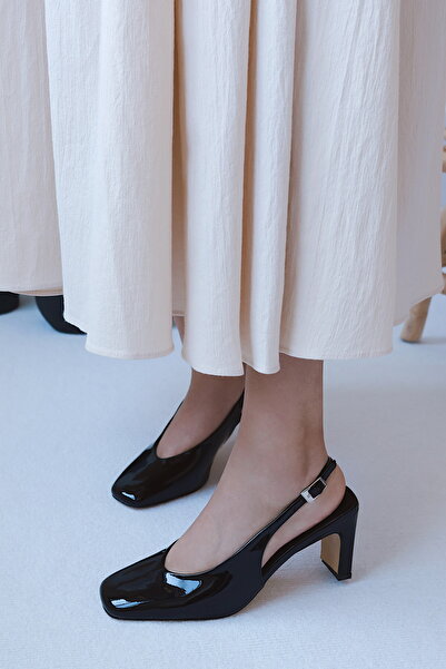 POLKA STORE Mirror Vintage Design Back Open Stiletto Evening Dress Heeled Women's Shoes