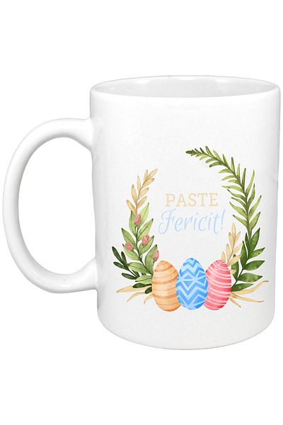 OEM Cana albă personalizată „Paște Fericit!”, Model 13, INOVATIX. 330 ml