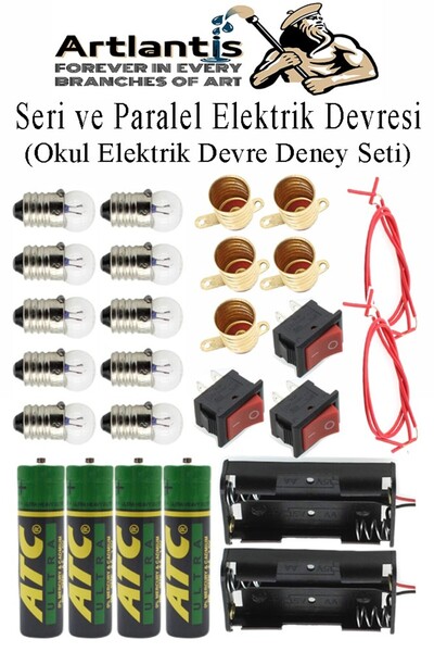 Artlantis Seri ve Paralel Basit Elektrik Devresi 1 Paket Deney Seti Sarı Mini...