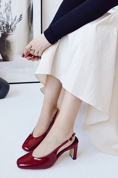 POLKA STORE Rochie de seară stiletto cu spate deschis cu design vintage Mirror Pantofi de damă cu toc