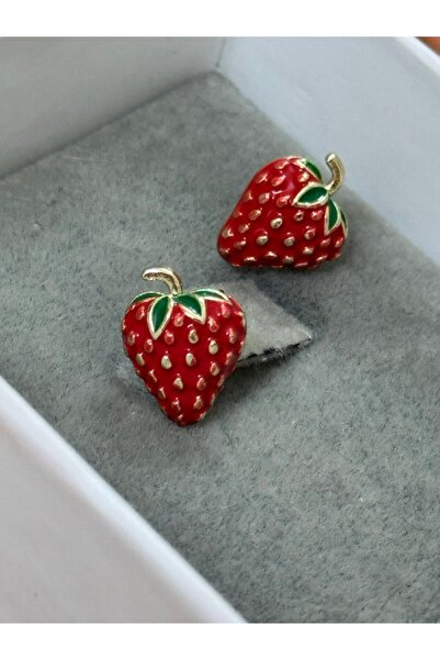 Store Kadın Çilek Küpe Minimal Stil Yeni Yıl Küpe Yılbaşı Aksesuarı Sevgiliye Hediye