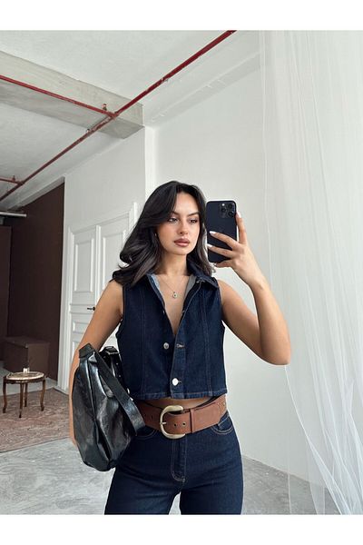 mydukkan.co Crop Denim Vest