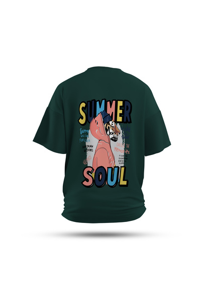 Zestia Tricou unisex, imprimeu Street Tiger Soul pe spate, croială normală, 1...