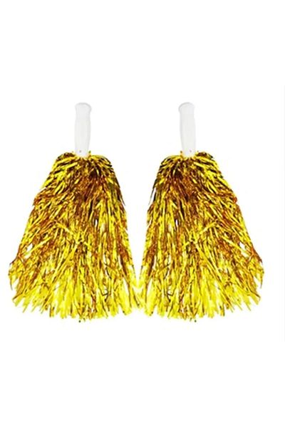 UĞURDAN 1 Pair Metallic Yellow Gold Pompom - Cheerleading Show Pompom - April 23 Pompom