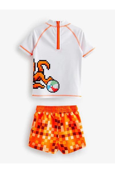 Next Orange Octopus Sunsafe Top and Shorts Set Swimsuit
