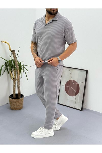 Combineman35 Men's Lycra Twill Ottoman Fabric Polo Collar Tshirt-Pants Set of 2