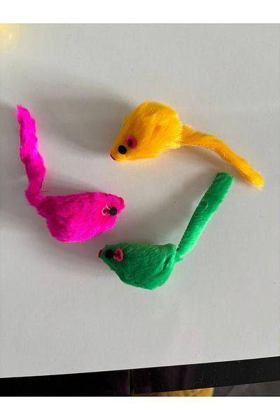 PATİLİDÜNYA 5 cm Size 3 Pieces Plush Mouse Pre Pebble Sound Cat Toy