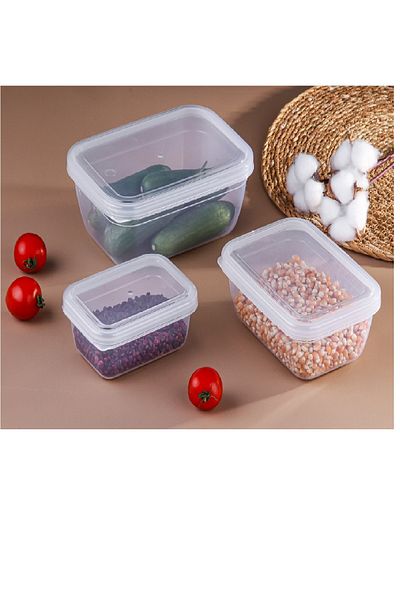 DEEMBRO 3-Piece Rectangular Storage Container (400-800-1400 ml) Food Suitable 1St Quality Non-Breakable Plastic