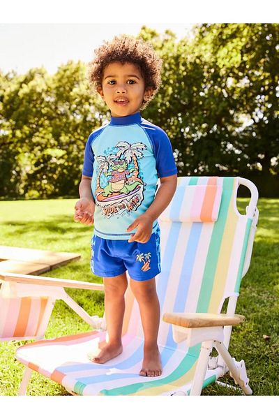 Next Cobalt Blue Crocodile - Sunscreen Top and Shorts Set
