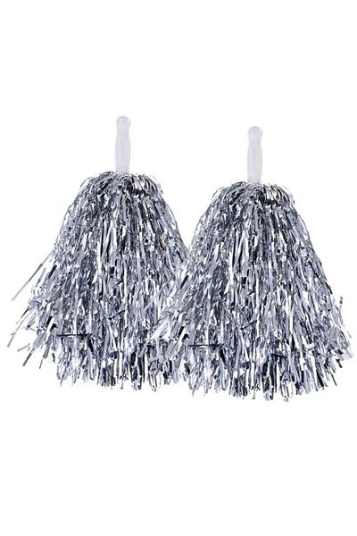 UĞURDAN 1 Pair Silver Shiny Gray Pompom - Cheerleading Demonstration Pompom - April 23 Pompom