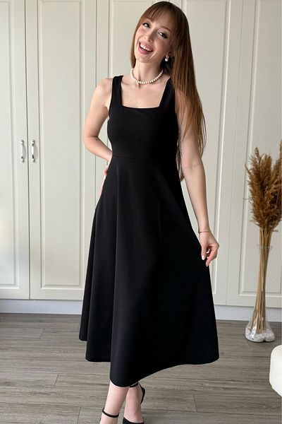 Dilay Gökoğlu Butik Square Neck Strap Midi Dress