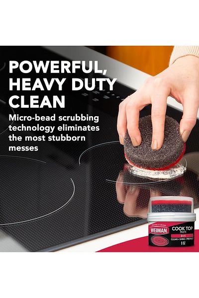 Weiman Cooktop Cleaner Paste, Easily Remove Burned-On Food, Grease and Watermarks