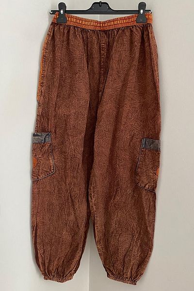 AYASOFYA OTANTIK Unisex Nepalese Cinnamon Ethnic Waist and Legs Lounge Pants with Zipper Pockets