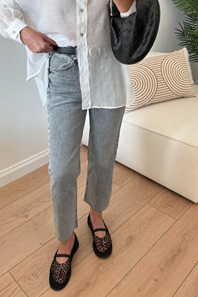 Suziş Γυναικείο παντελόνι με κομμένο γκρι Lycra