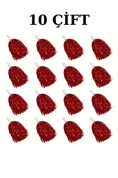 UĞURDAN 10 Pairs Red Pompom Set - Cheerleading Demonstration Pompom - April 23 Pompom