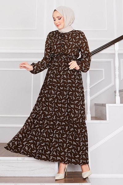 EBRUTESETTÜR Half Button Layered Viscose Dress