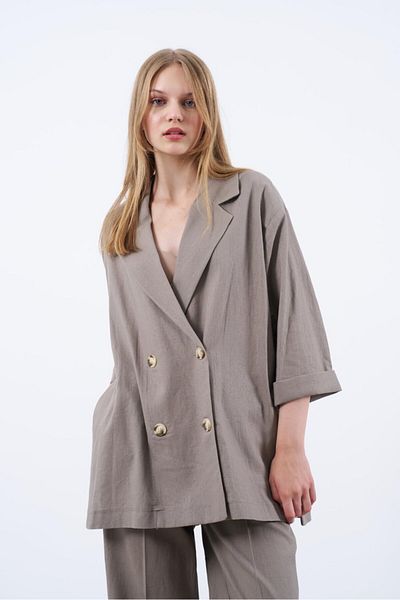 Lavanta Tekstil Double Breasted Collar Jacket Pants Set