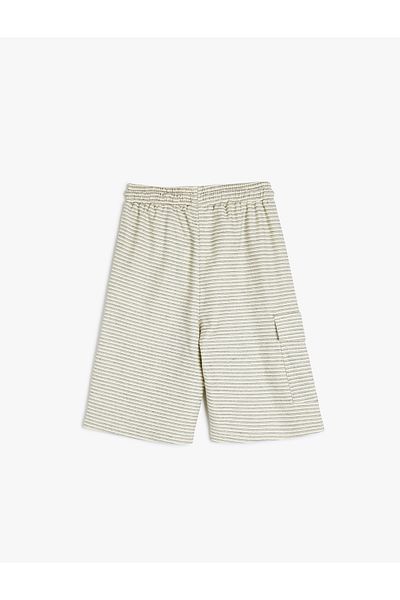 Koton New Season Cotton Pocket Detailed Tie Waist Striped Shorts