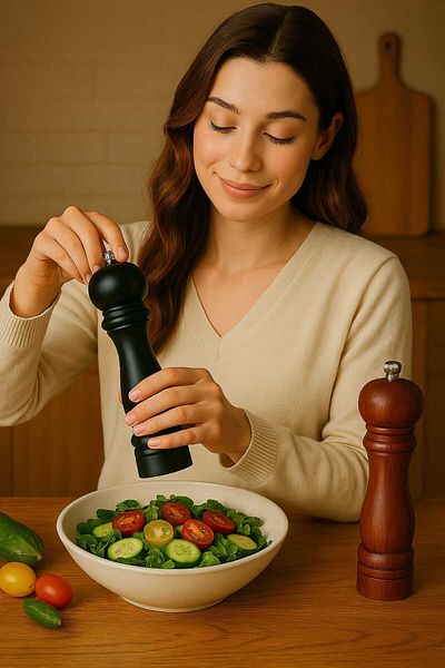 Technojet 2Pcs Black Pepper Salt Coffee Spice Wooden Hand Grinder (Black & Coffee)