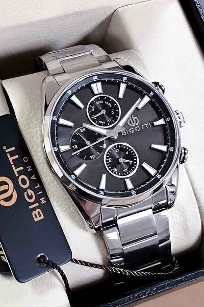 Bigotti Original Full Steel Men's Wristwatch 5 ATM Water Resistant Silver Color + Bracelet BMER2004C1