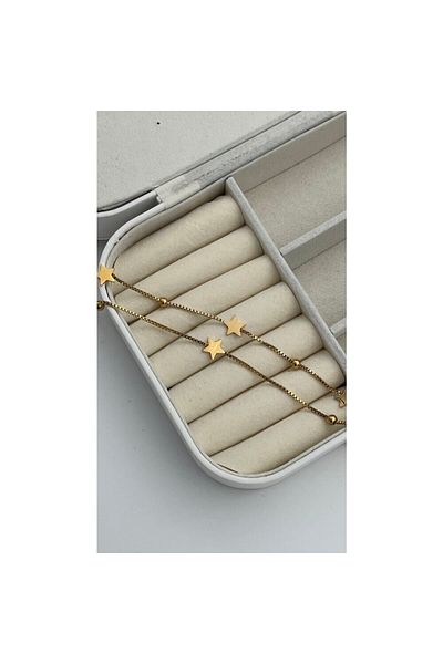 ParlaTakıAksesuar Gold Color Double Star Anklet Cešti