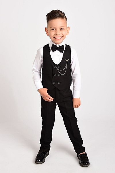 Merdia Kids Boy's Tuxedo Suit with Vest and Bow Tie