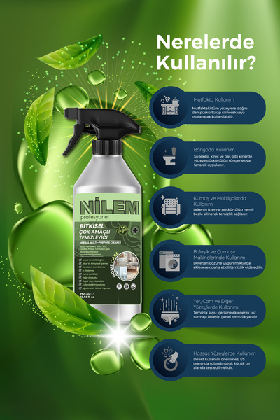 Nilem Profesyonel %100 Bitkisel Çok Amaçlı Temizleyici Vegan Leke Çıkarıcı - Yağ Çözücü 750 ml