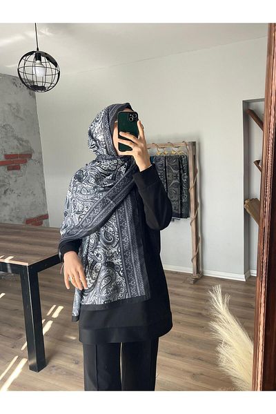 Merwiss Ethnic Pattern Retro Black Shawl
